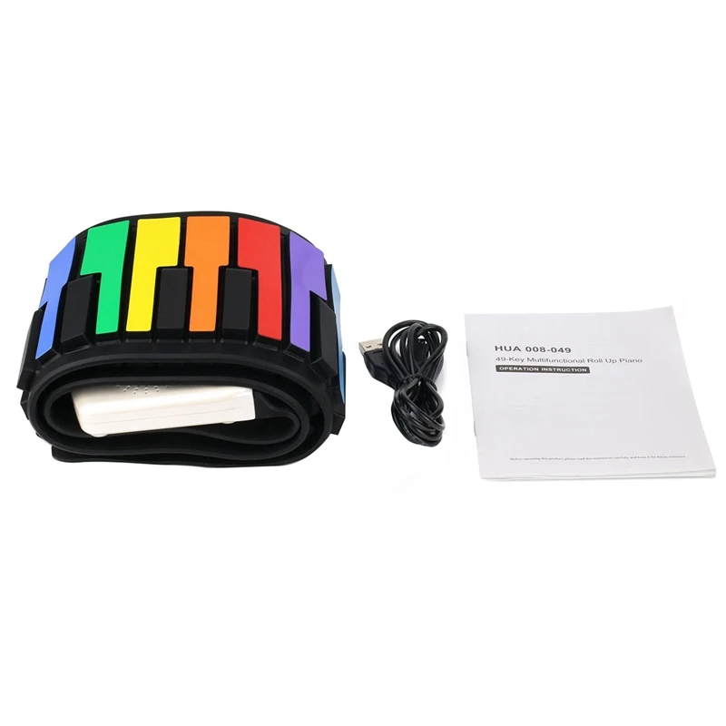Color 49 Standard Keys Flexible Kids Piano Keyboard Flexible Roll Up Keyboard Piano Built-In Lithium Battery Completely Portable