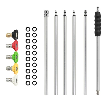 

Pressure Washer Wand Extension, Updated Replacement Solid Aluminum Lance, 7.5-Feet, 5 Nozzle Tips, 1/4 Inch Quick Connect, 4000