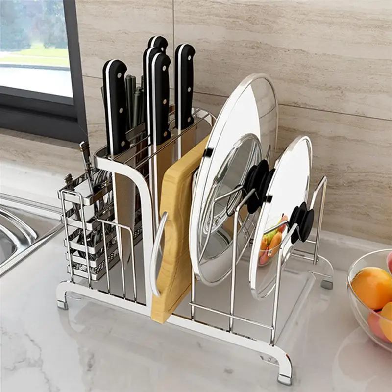 304 Stainless Steel Kitchen Cutter Cutting Board Storage Rack Creative Kitchen Utensil Chopsticks Holder Storage Organizer