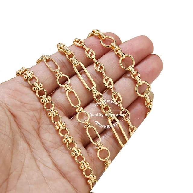 1m Gold Plated Raw Brass Handmade Chain Golden Bracelet Necklace Circle  Link Chains for DIY Jewelry Making Accessories - AliExpress