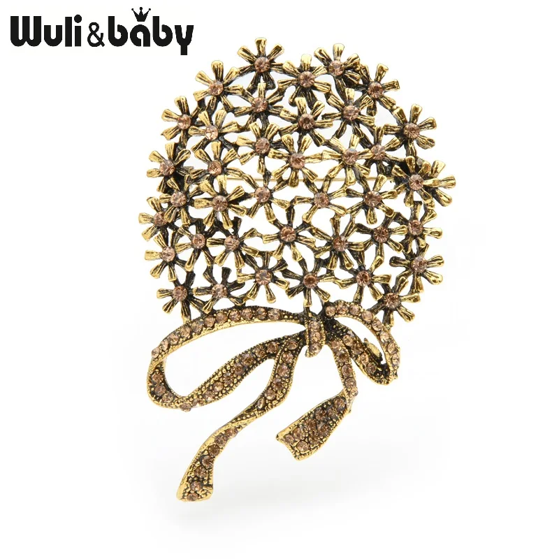 Wuli& baby, ретро, золотые, серебряные, круглые броши в виде цветка для женщин, сплав, брошь на свадьбу, банкет, булавки, подарки на год