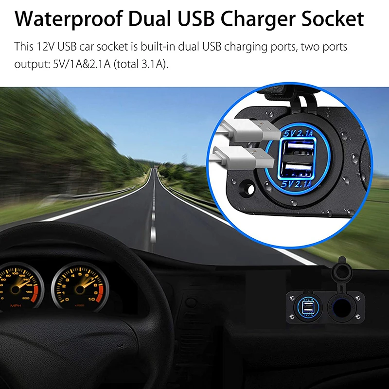12V ؾ USB ܼƮ  г 2 in 1    4.2A  USB Ʈ ڵ  ATV   