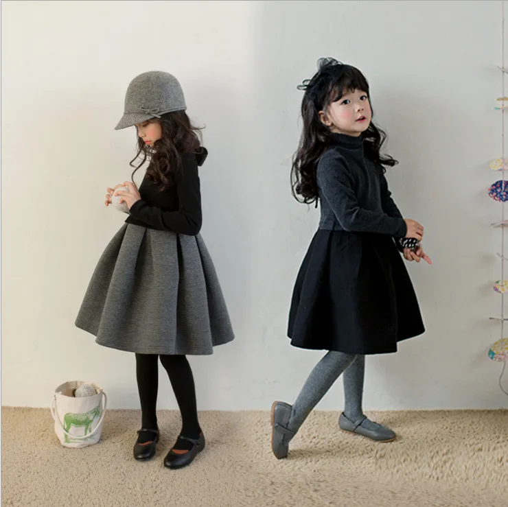 

Girls Autumn And Winter Dress plus Velvet 2019 New Style GIRL'S Air Cotton Princess Dress Middle And Large Children Long Sleeve