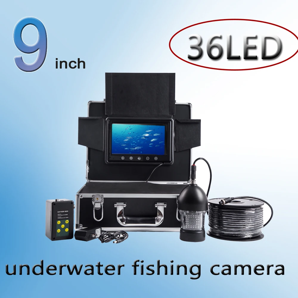 HD 9inch Fish Finder 360 Panning Camera F08A Underwater Fish Camera System Deeply Waterproof Ice Fishing Video Camera 36LED