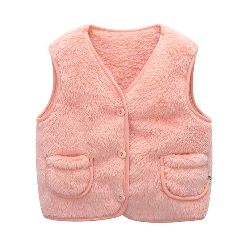 Детская одежда, зимний детский жилет, пальто для девочек и мальчиков, детский жилет, куртка, однотонная детская верхняя одежда с принтом - Цвет: Розовый