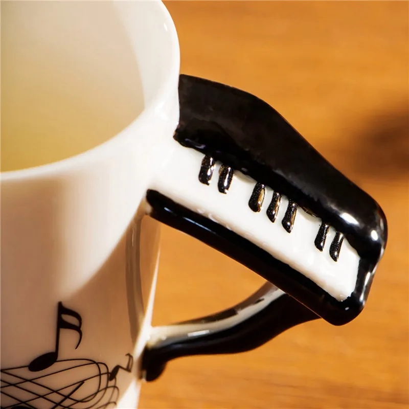 Creative novelty piano handle ceramic cup free spectrum coffee milk tea cup personality mug unique musical instrument gift cup