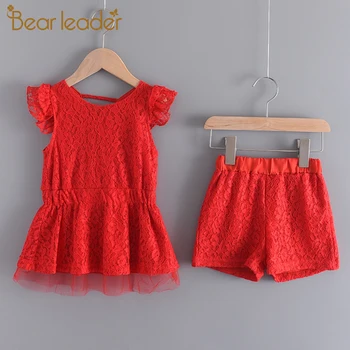 

Bear Leader Girls Lace Clothing Sets New Summer Children Sleeveless Top and Shorts 2PCS Outfits Kids Flowers Outfits for 3 7Y