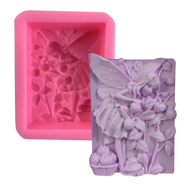 

Angel wings girl soap mold, flower fairy elf, gypsum candle, glue dropping, chocolate baking mold, new