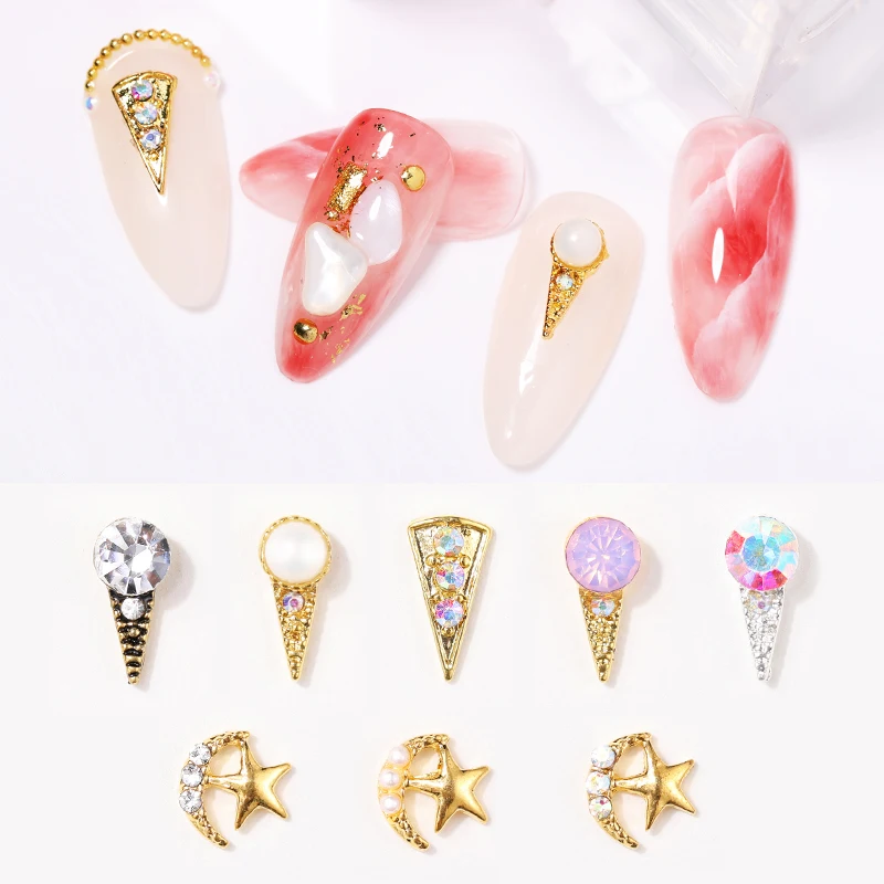

5 PCS Metal Nail Rivet Studs Colorful Mixed Shape Irregular 3D Nail Art Rhinestones Decoration for Nail Art DIY Beauty Designs