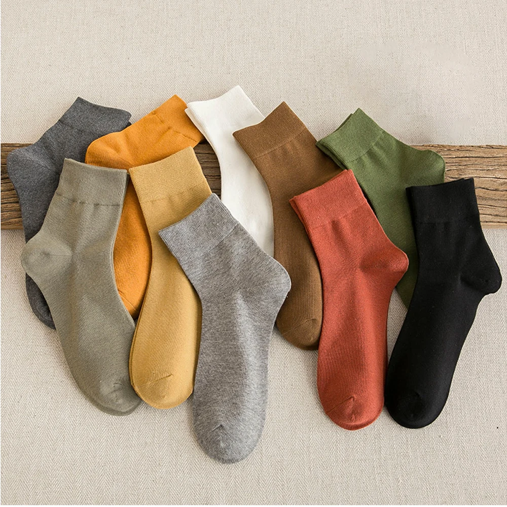 

New 2020 Men's socks Solid Color Cotton socks Black socks Spring summer breathable Colorful Full dress Classic socks Men