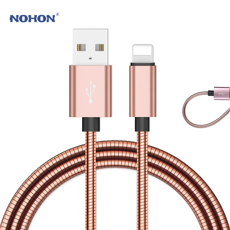 

NOHON Type C USB Cable lightning Fast Charging Cable for iPhone XR X XS MAS Micro Phone Charger Stainless Steel Metal Data Cord