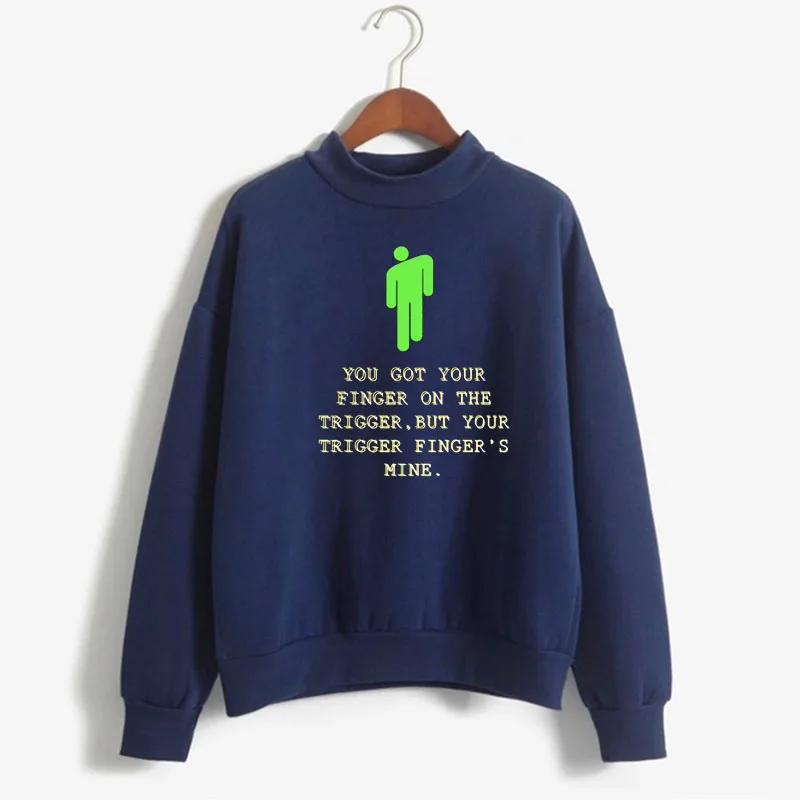 Navy blue 3 Billie Eilish Толстовка Harajuku для женщин плюшевый пуловер с вырезом лодочкой элегантная Толстовка Плюс Размер Уличная одежда - Цвет: Navy blue 3