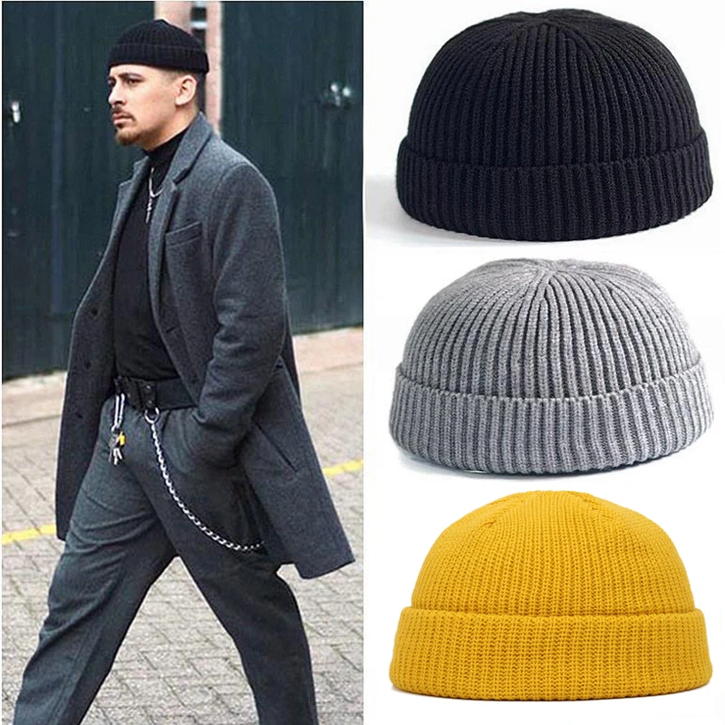 Winter Retro Knit Sailor Cap Solid 