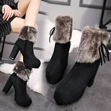 Новая зимняя женская обувь на толстой подошве женские ботинки на высоком каблуке матовые Ботинки martin женская обувь