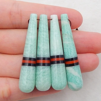 

4pcs Red River Jasper Obsidian With Amazonite intarsia woman Earring,Trendy Jewelry Women Earrings Accessories,45x9x9mm，17.8g