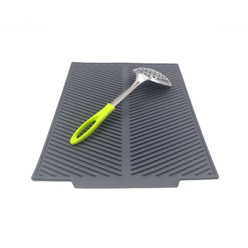 

New Large Silicone Dish Drainer Tray Sink Drying Rack Kitchen Worktop Organizer Drain Rack for Dishes Tableware 43x33cm