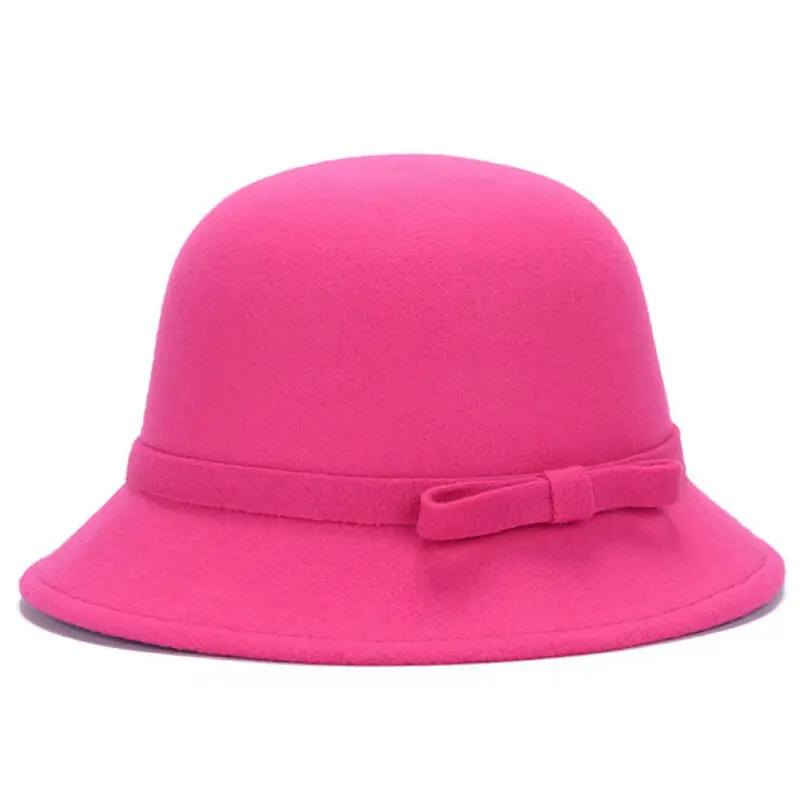 Брендовая женская фетровая шляпа-ведро Fedoras Cloche Bowler Dome Bow cap винтажная Prok Pie Панама женская джазовая Осенняя уличная фетровая шляпа
