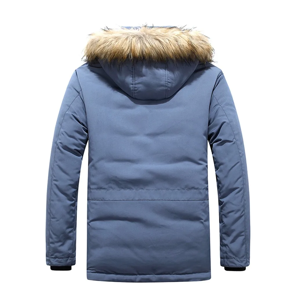 Мужское пальто с меховой отделкой капюшона, теплое осенне-зимнее повседневное зимнее Мужское пальто с длинным рукавом, зимнее пальто для мужчин, roupa masculina