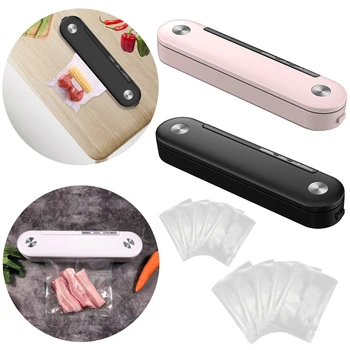 

Behogar Vacuum Sealer Machine Household Portable Automatic Vacuum Air Sealing System with 10pcs Sealing Bags for Food Meat Fruit