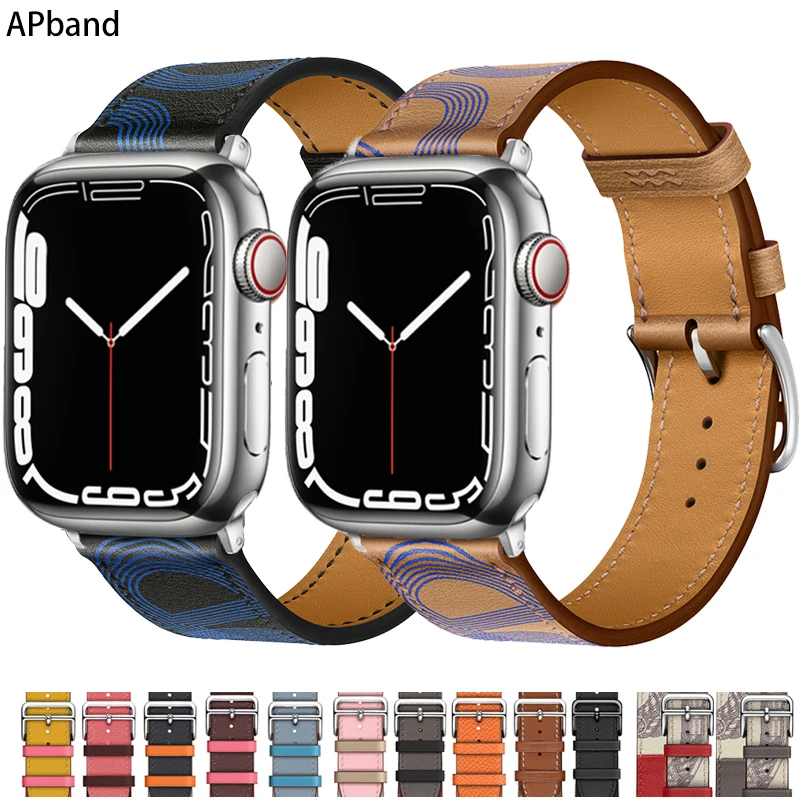Кожаный ремешок для Apple watch band 44 мм 45 42 41 40 38 аксессуары браслета iWatch series 3 4 5 6 SE 7 |