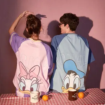 

Donald Duck Couple's Pajamas Ins Fashion Cotton Short-Sleeved Net Red Cute Funny Men and Women's Leisure Set Homewear sleepwear