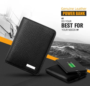 

Leather Card Holder 4000mah Power Bank Fashion Business Portable Charger Battery for Xiaomi Redmi Note8 iphone External Battery
