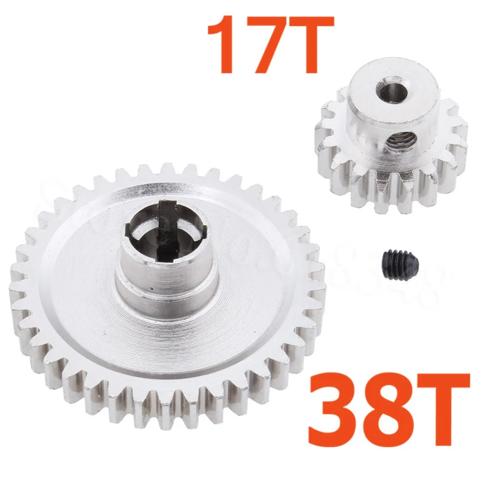2 шт. металлическая Шестерня WLtoys A959 Steel Diff шестерня 38T и мотор 17T для 1/18