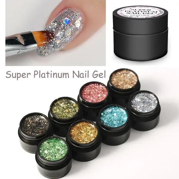 HobbyLane клей для ногтей из фольги 5 мл блестящий супер Платиновый Гель-лак для ногтей впитывающий Блеск УФ-гель для ногтей