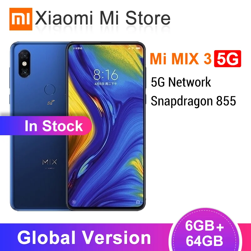 Xiaomi Mi Mix 3 5G сетевой смартфон 6 ГБ 64 Гб Snapdragon 855 39 &quotAMOLED экран 24 МП фронтальная