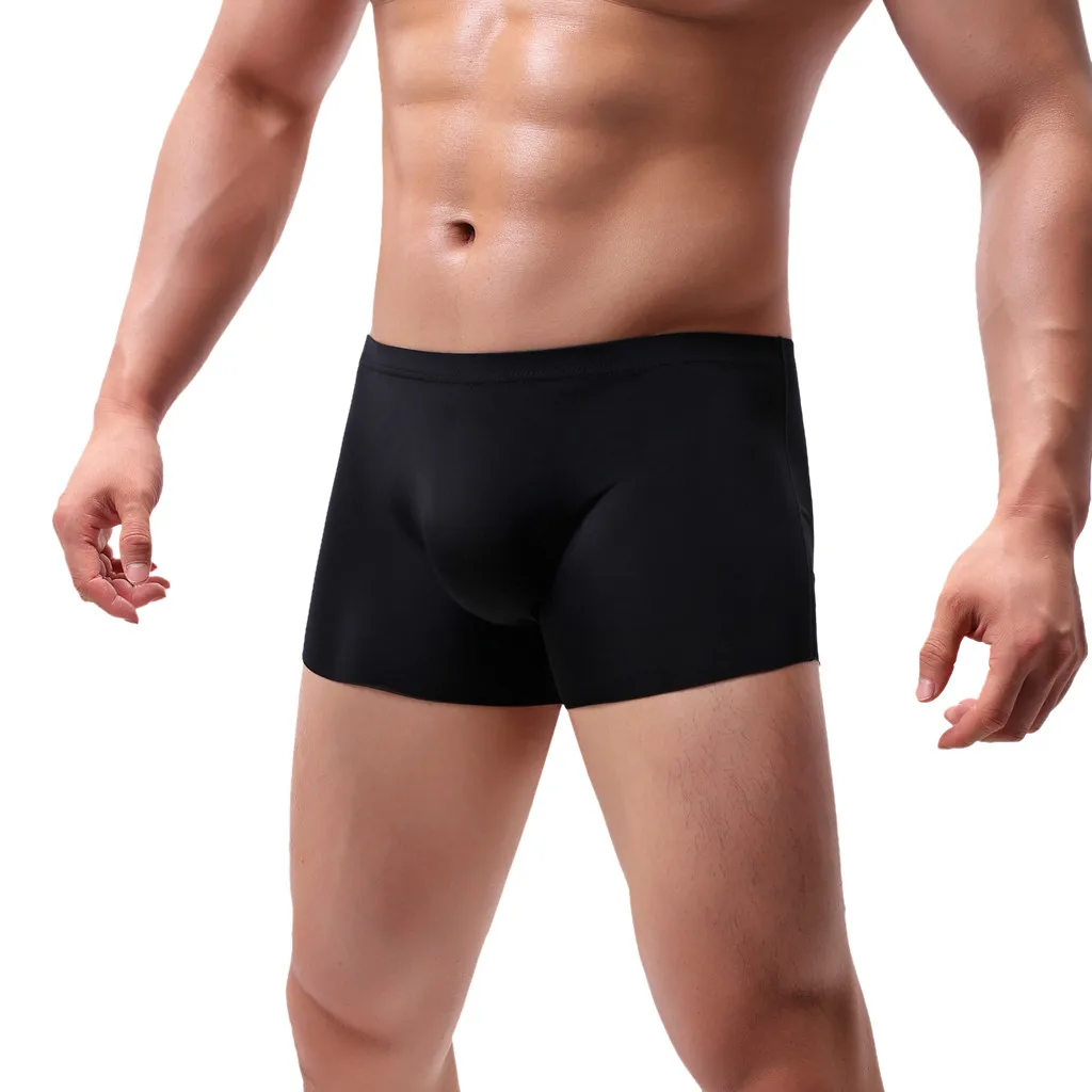 

Boxer Men Sexy Underpants Pure Color Breathable Boxershorts Men Patchwork Ice-silk Men Underwear Boxer Homme Cueca Masculina