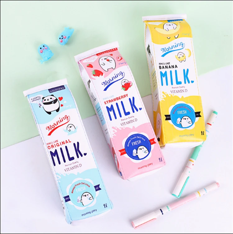 Estuche de leche para lápices kawaii, suministros escolares para niñas, coreana, kawaii, útiles escolares, bolso bonito|Estuches escolares| - AliExpress