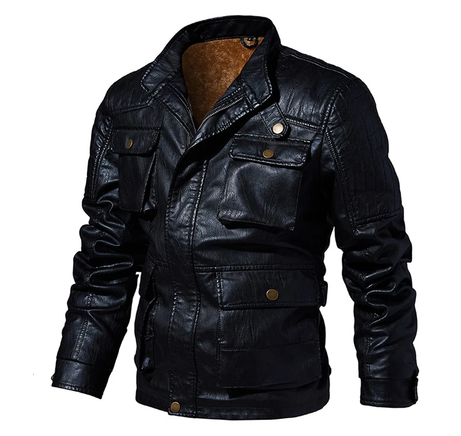 Байкерская куртка мужские зимние куртки мужские мотоциклетные кожаные куртки мужские толстые пальто Jaqueta De Couro Masculino Размер 5XL