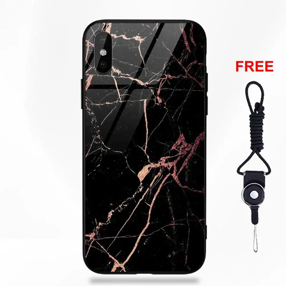 Для Apple iPhone 5 5C 5S SE 6 6S 7 8 Plus X XS Max XR рисунок мягкий ТПУ чехол+ закаленное стекло крест черный Золотой Мрамор трещина печать
