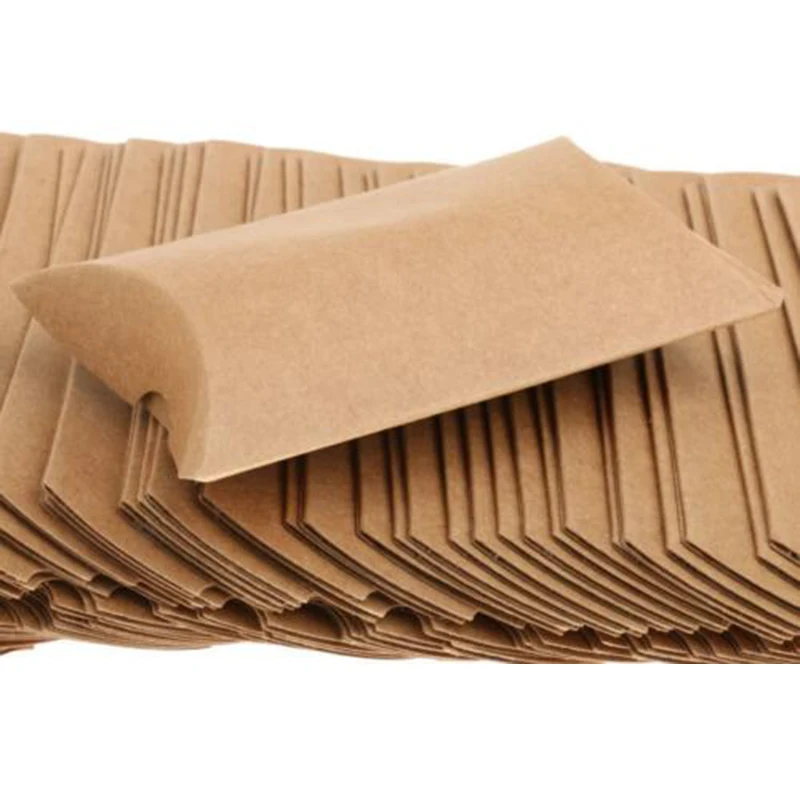 50 шт./компл. коричневый Подушка Форма Свадебная вечеринка коробка для конфет из крафт-бумаги для будущей матери подарки для детей спальные мешки подарки; праздничные вечерние поставки