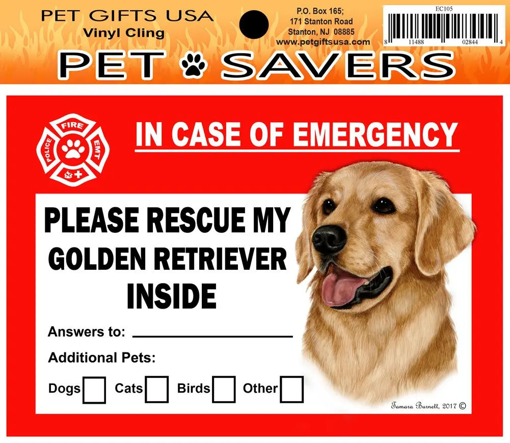 Чехол для аварийного домашнего окна Pet Savers Rescue Cling Sticker Golden Retriever | Игрушки и хобби