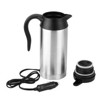

750ml 12V Car Stainless Steel Cigarette Lighter Heating Kettle Mug Travel Thermoses With indicator light for most car cup holder