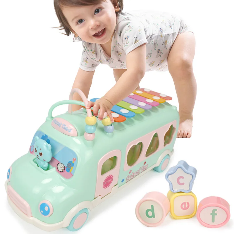 Best  8PCS/Set Multifunction Early Educational Car Toys Baby Learning Music 5 in 1 Bus Education Toddler 