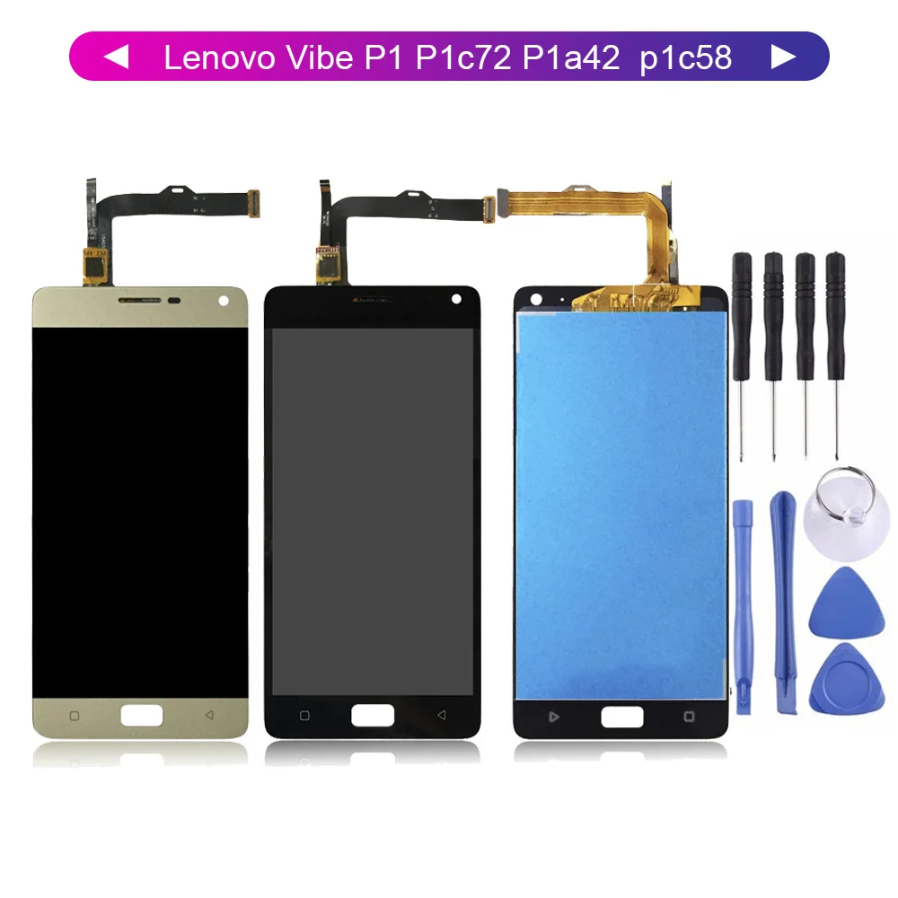 For Lenovo Vibe P1 P1c72 P1a42 p1c58 LCD Display Touch Screen Digitizer Sensor Assembly with Free Tools