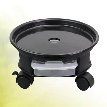 

30cm Round Flower Pot Trays Removable Universal Bottom Wheel Foundation Plant Flower Pot Base with Storage Drawer for Home (Blac