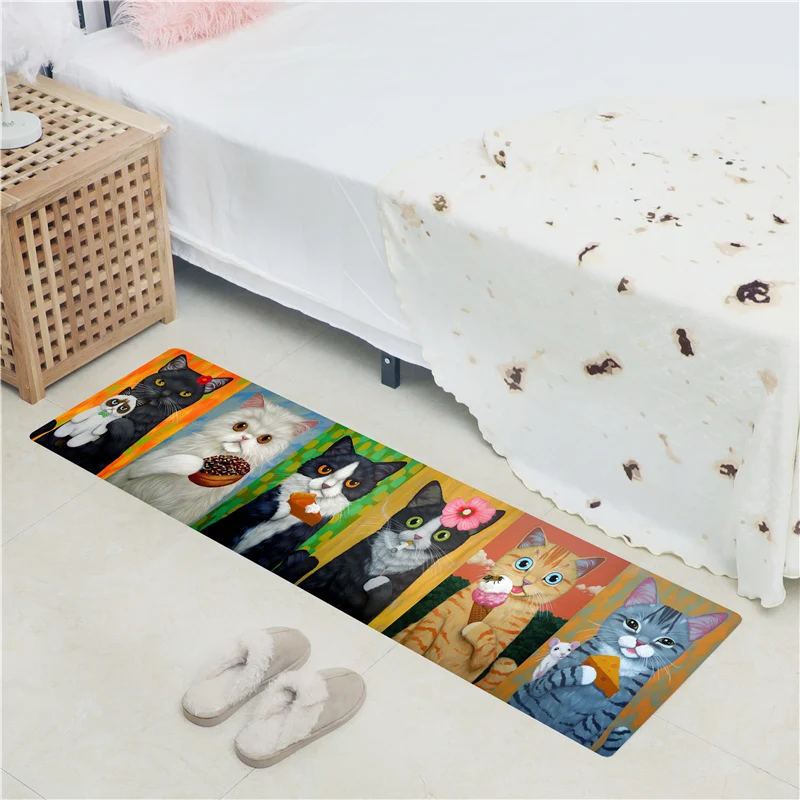

Creative Home Mat Bathroom Non-slip PVC Soft Skin Living Room Sofa Bed Front Carpet Kitchen Mat Corridor Doormat Cat Sports Rugs