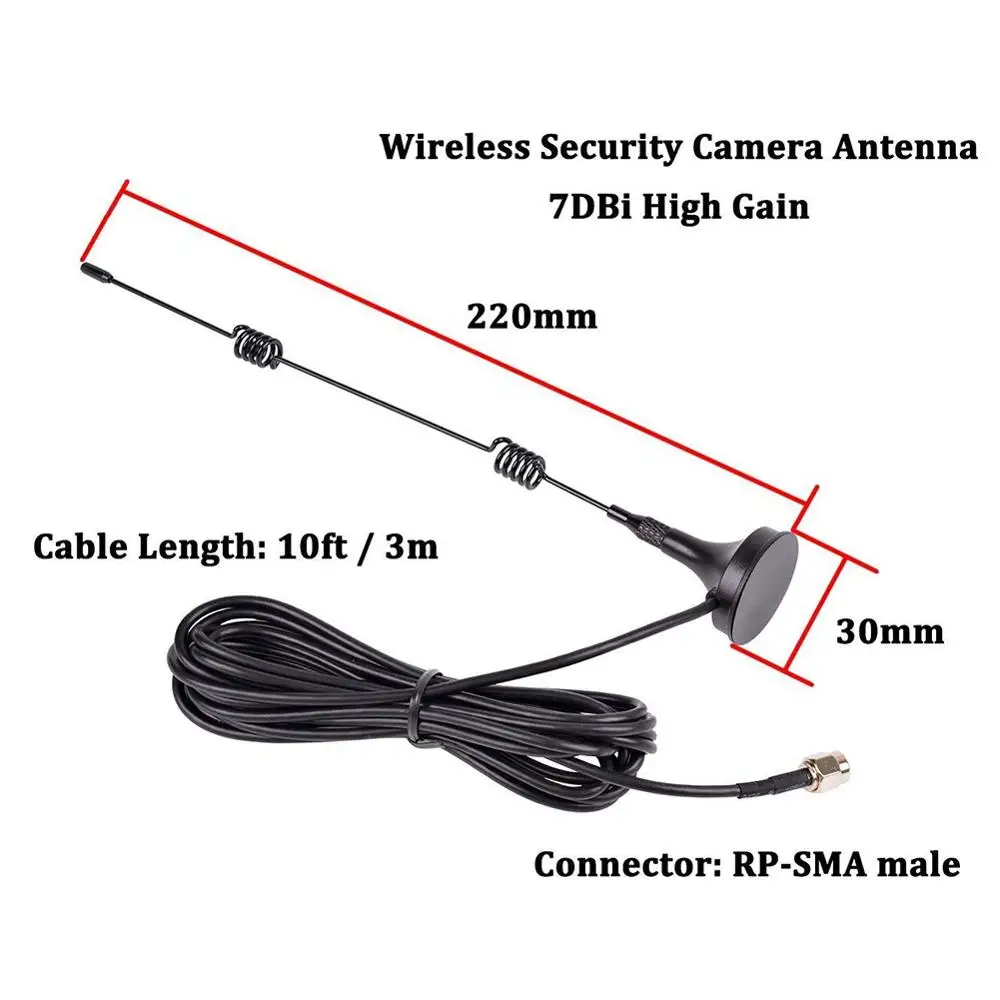 2,4 г Магнитная камера безопасности антенный удлинитель, 10ft 7dBi CCTV Беспроводная SMA антенна мужской удлинитель