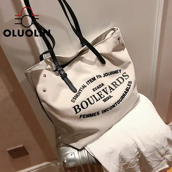 

Large-Capacity Bags Women's Bag 2020 Summer New Fashion Shoulder Canvas Bag All-match Portable Tote Bag Female School Handbag