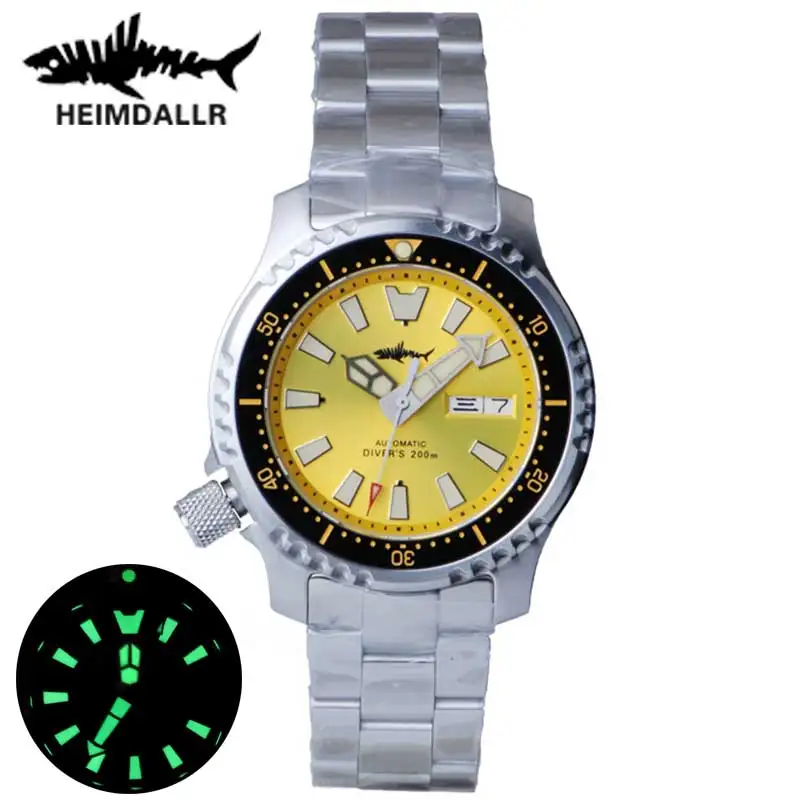 

HEIMDALLR Men's Diving Watch Sapphire Crystal 200m Waterproof Japan NH36A Mechanical wristwatch C3 Luminous Puffer Fish Watch