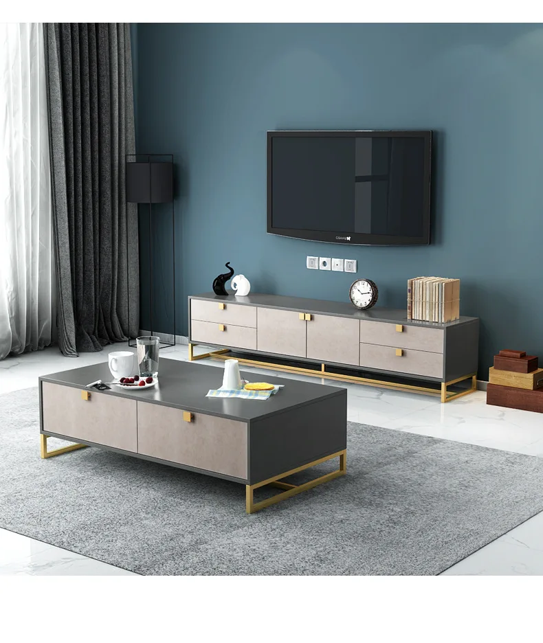 Скандинавский пост-современный ТВ-шкаф, простой и стильный светильник, роскошный ТВ-шкаф, журнальный столик, комбинированный набор, маленькая квартира