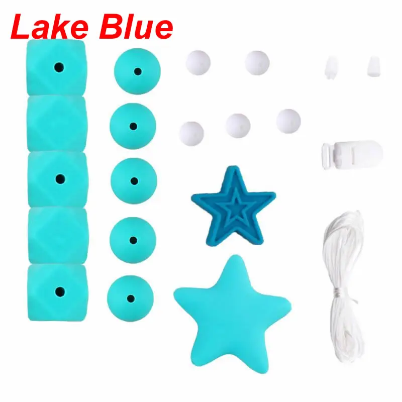 Lake Blue Набор силиконовых Бусин DIY Детские Прорезыватели игрушка для прорезывания зубов младенцев Ожерелье Браслет Прорезыватель пустышка цепи делая аксессуары 7/5000 Morde - Цвет: Lake Blue