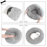 Lit pour chien Super doux, Long beignet en peluche, chenil rond pour chien, tapis de coussin confortable et moelleux, chaud d'hiver pour maison de chien et de chat, entrepôt ue 3