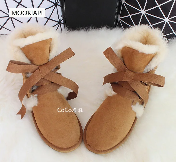 In 2019 Europe's latest high-quality women's snow boots real sheepskin natural wool shoes in the tube free delivery | Обувь
