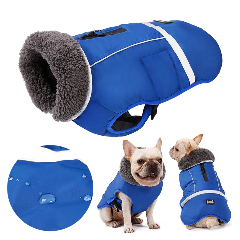 

Designer Winter Dog Clothes Waterproof Reflective Dog Padded Jackets for Medium Large Dogs Warm Thick Fleece Pet Coat Adjustable