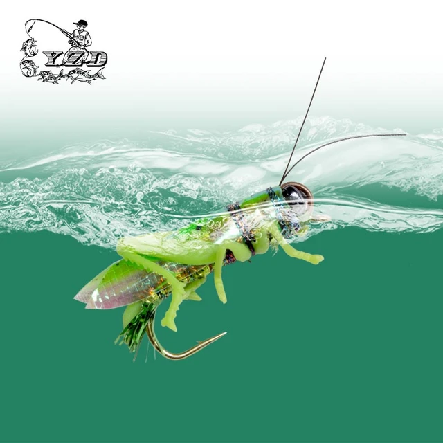 Wholesale 10Pcs/Lot Grasshopper Soft Insect Floating Artificial Cricket  Fishing Lures Ocean Wobblers Fishing Tackle Fishing Bait