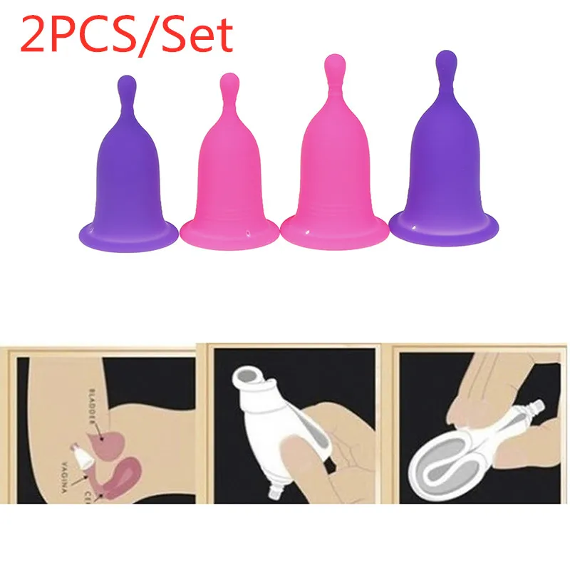 2PCS Medical Grade Silicone Menstrual Cup Women Menstrual Cup Prevent Side Leakage Period Cup Collector Menstrual Vigin Care